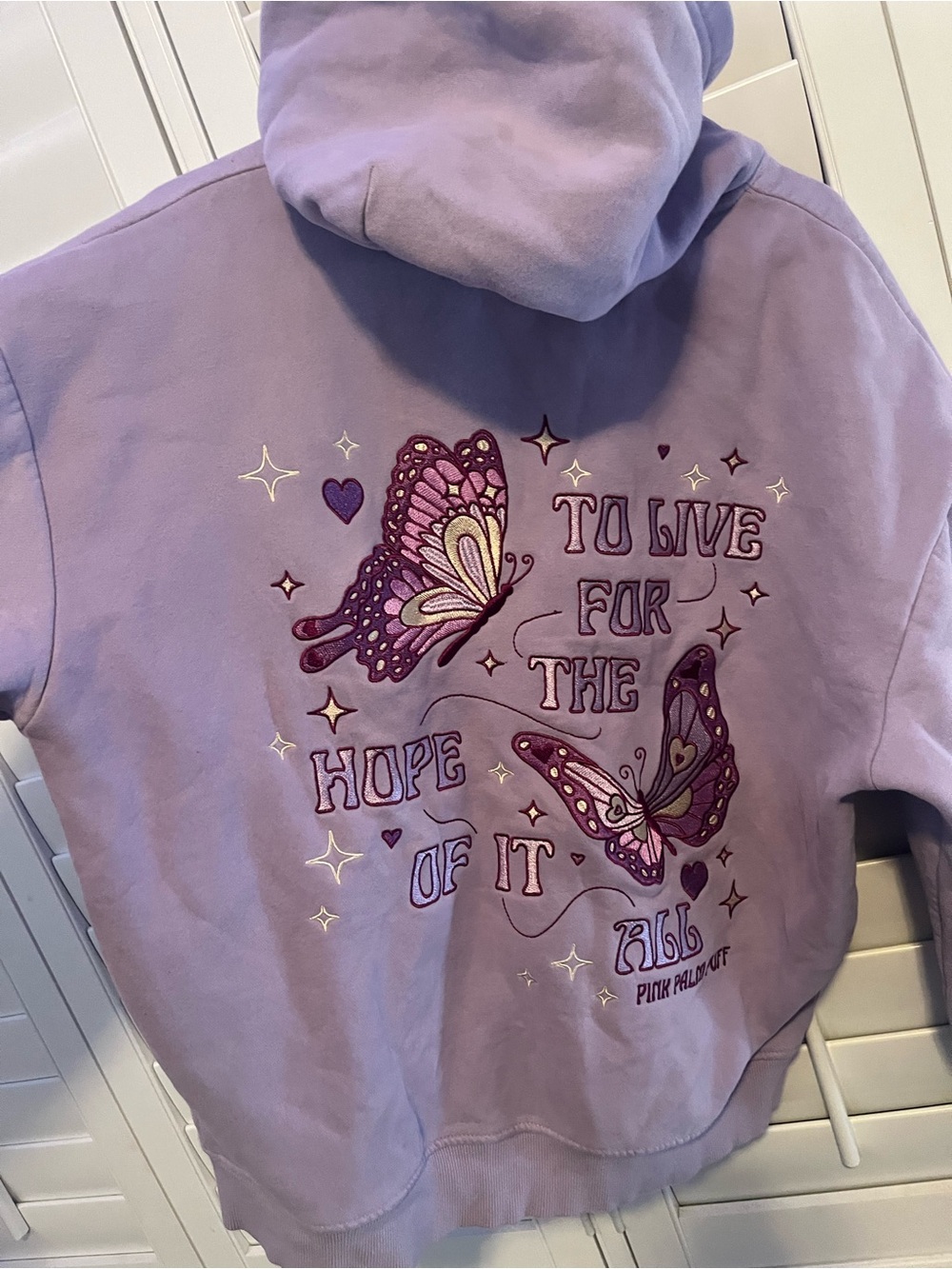 Lavender Butterfly Graphic Hoodie - Brand: